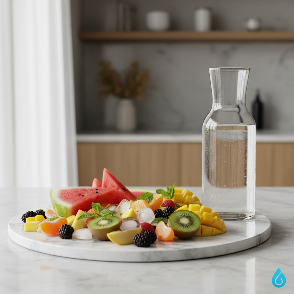 Frutas frescas y coloridas dispuestas artísticamente